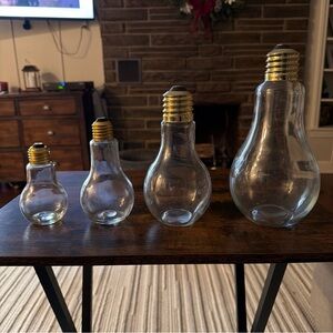 Light Bulb Shaped Decorative Glass Bottles Set of 4 Large to small